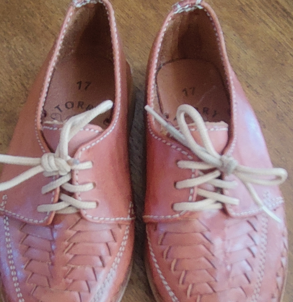 Woven Leather Lace-Up Loafers in Rose Brown